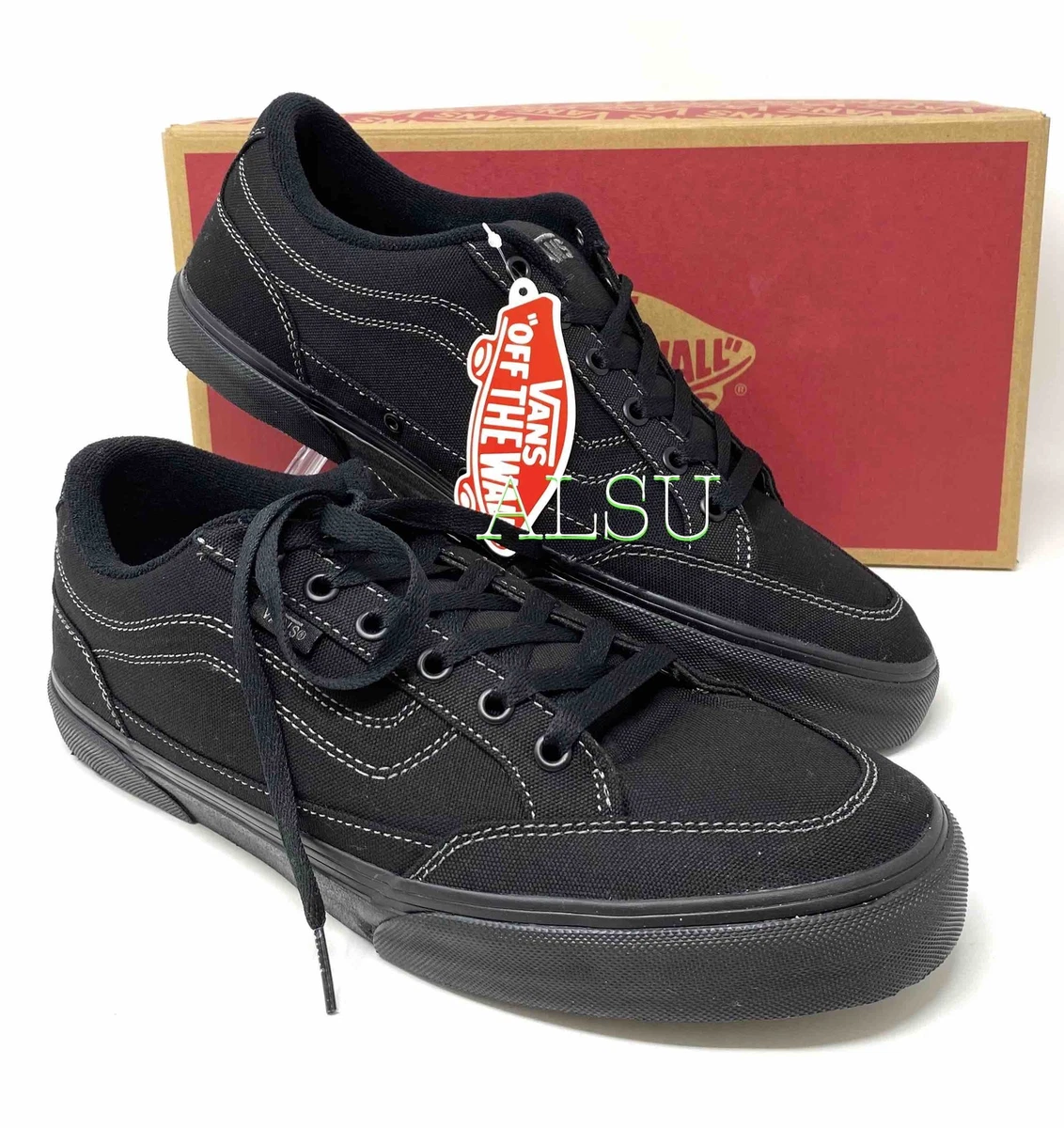 Vans Men's Vulcanized Rubber Sole Low Top Walking Skate Shoes, Black, 4