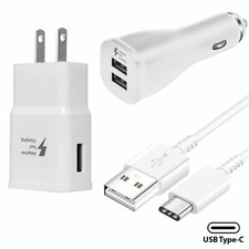 Original Samsung Galaxy Note 8 S8 S9 Plus Fast Car Wall Charger 4FT Type-C Cable