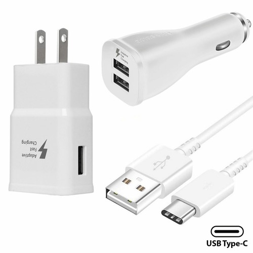 Fast Wall Car Charger Type C USB C Cable For Samsung Galaxy S8 S9 S10 S20 Note10 - Afbeelding 1 van 12