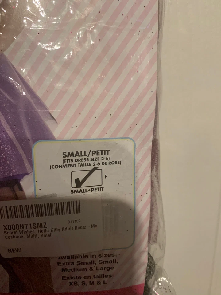 Nuevo Vestido Disfraz Rubíes Hello Kitty Badtz Maru Púrpura Negro Adulto Talla S 2-6 Foto 4 de 4