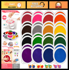 16 Colors Stamp  Ink Pads Set - 32 Total Non-Toxic Washable Craft Supplies for