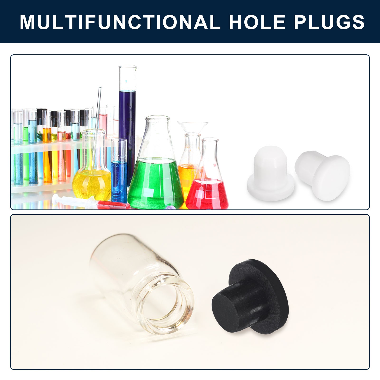 16pcs Black Rubber Stopper 6.3mm Plug Holes for 6mm/0.24" Hole