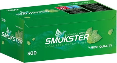 Smokster Filterhülsen Menthol Extra Cool (5x1 Pkg. je 300 Hülsen = 5 Pkg.)