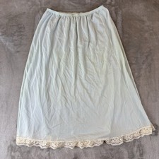 Vintage 60s Lace Trim Slip Half Skirt Baby Blue Wmn  s M