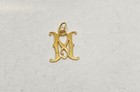 14K Yellow Gold Initial M Letter Pendant Gothic Calligraphy Style 1.6g — photo 1