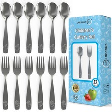 Stainless Steel Kids Silverware Set 12 Pieces - Child and Toddler Safe Flatwa...