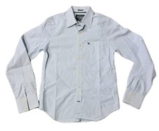 Abercrombie Fitch Men's Muscle Fit Striped Dress Shirt Blue White Cotton S