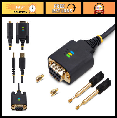 10ft USB to Null Modem Serial Adapter Cable, FTDI, RS232, COM Retention, LED Ind