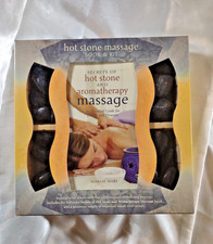 Hot Stone Massage Kit Therapy Book And Basalt River Stones - Open Box -Used Once