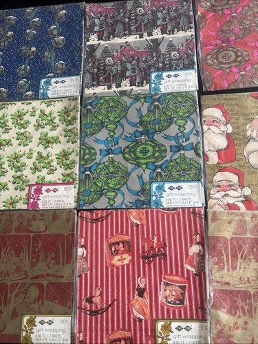 Vintage Christmas Tie Tie Gift Wrapping Paper 8 sq ft. X9