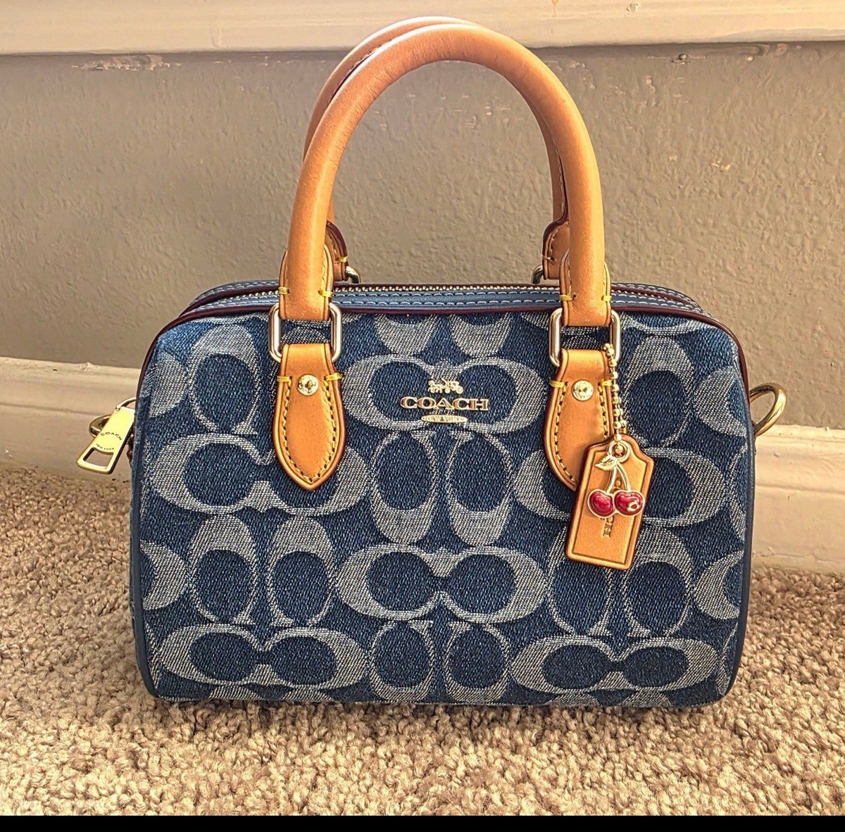 NWT Coach Mini Rowan Crossbody Bag In Signature Denim With