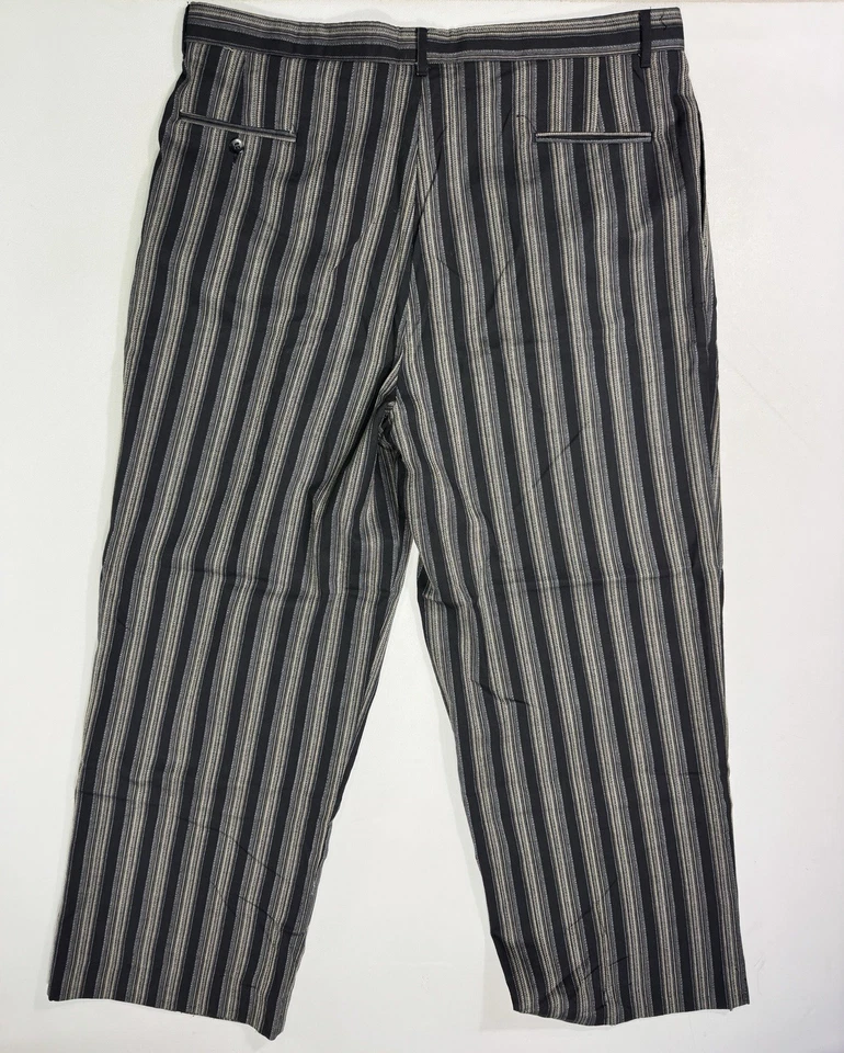 Smokey Joes Pants Men 40x30 Black Grey Pleated Straight Baggy Business Slacks - Image 2 of 4