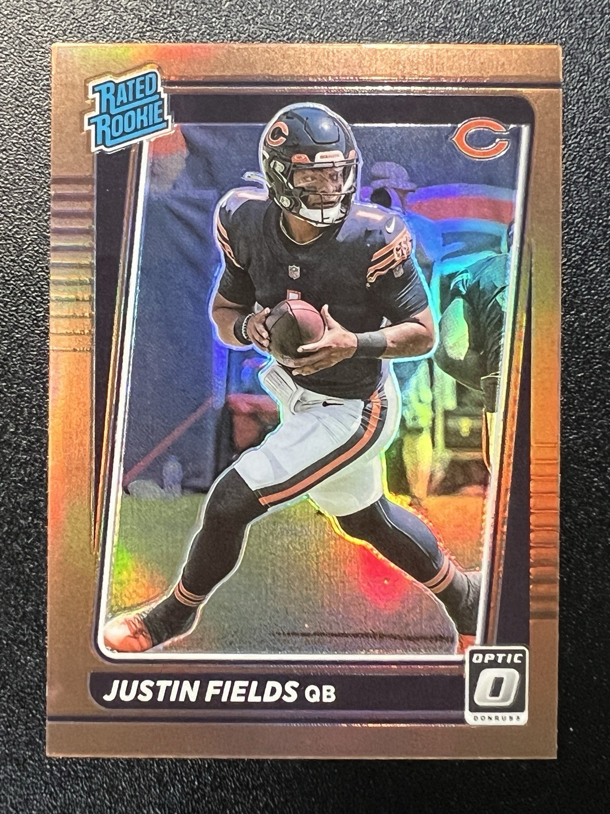 Justin Fields RC - 2021 Panini Donruss Optic RATED ROOKIE Bronze Prizm SP #204 