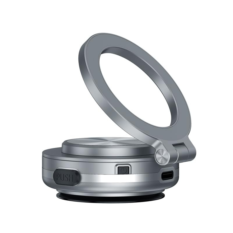 360° Rotating Magnetic Car Phone Mount - Silver Vacuum Base