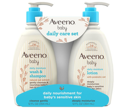 AVEENO Baby Daily Care Set - Wash & Shampoo, 12 fl oz + Lotion, 12 fl oz