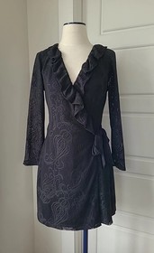 Lilly Pulitzer Tiki Romper - Black Lace & Ruffles - Size Medium - Lace Sleeves