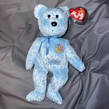 Ty Beanie Baby DECADE 10th Anniversary Bear Light Blue 8.5" NEW Stuffed Toy