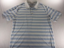 Nike Golf Tour Performance Polo Shirt Mens Large L Blue White Striped Dri-Fit