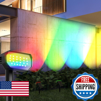Ensenior Solar Spotlights Outdoor RGB, 7+1 Color Changing Mode Outdoor Landscape