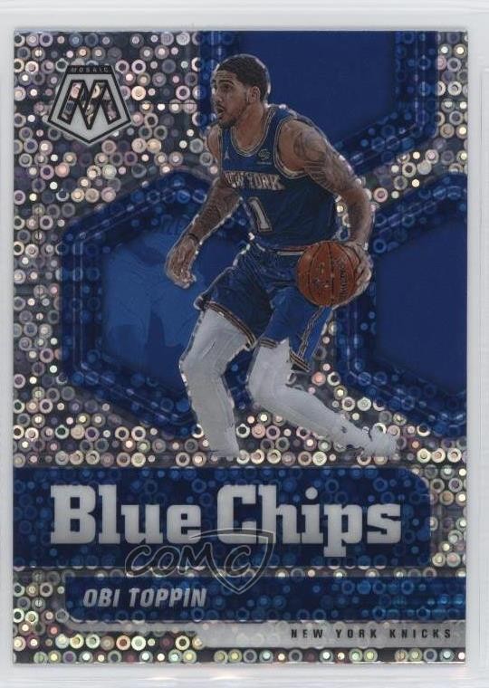 2020-21 Panini Mosaic Blue Chips Fast Break Prizm Obi Toppin #10 11s9