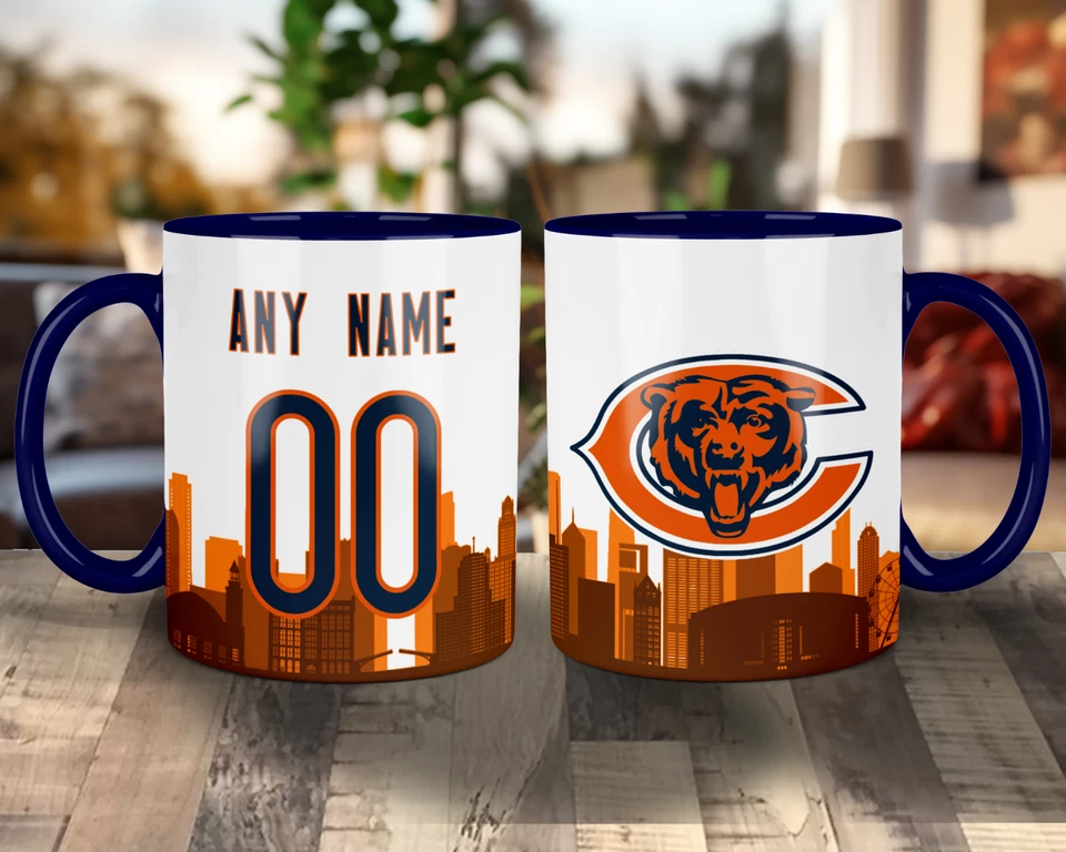 Taza Jersey Chicago Bears Skyline PERSONALIZABLE - Cualquier Nombre/Número - 11 OZ Foto 4 de 4