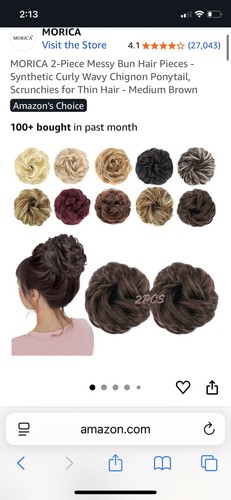 Messy Bun Hair Scrunchies - 2 Total - Medium Brown - Picture 2 of 6