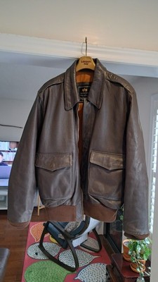ALPHA INDUSTRIES レザー フライトジャケット A-2 Alpha Industries Flight Jacket (A-2 Leather Jacket) – Size Large