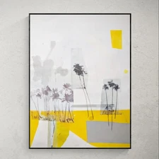 Original Art Mixed Media Collage on Art Paper. 11x14 Inches. 'Tropics in Yellow'