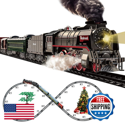 Hitish Train Set For Kids Electric Train Toys Realistic Light Sounds Smoke