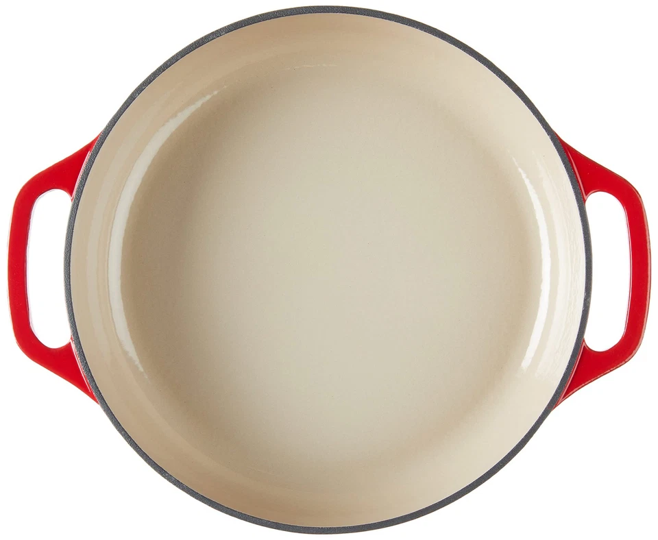 Lodge 3.6 Quart Cast Iron Casserole Pan. Red Enamel Cast Iron Casserole Dish - Image 3 of 4