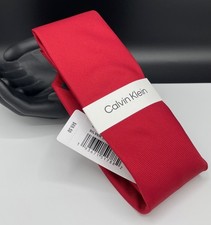 Calvin Klein Men's Polyester Tie  Red  Silver Spun Solid  NEW MSRP 69.50