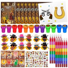 Cinrobiye 144 Pcs Western Cowboy Party Favors, Wild West Coloring Books, Sticker