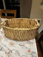 Ratan Storage Decor Basket Modern Design W/ Handles 17.5 X10.5x8in Approx.