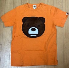 BAPE KIDS Bear Face T-shirt, Orange, Size 140