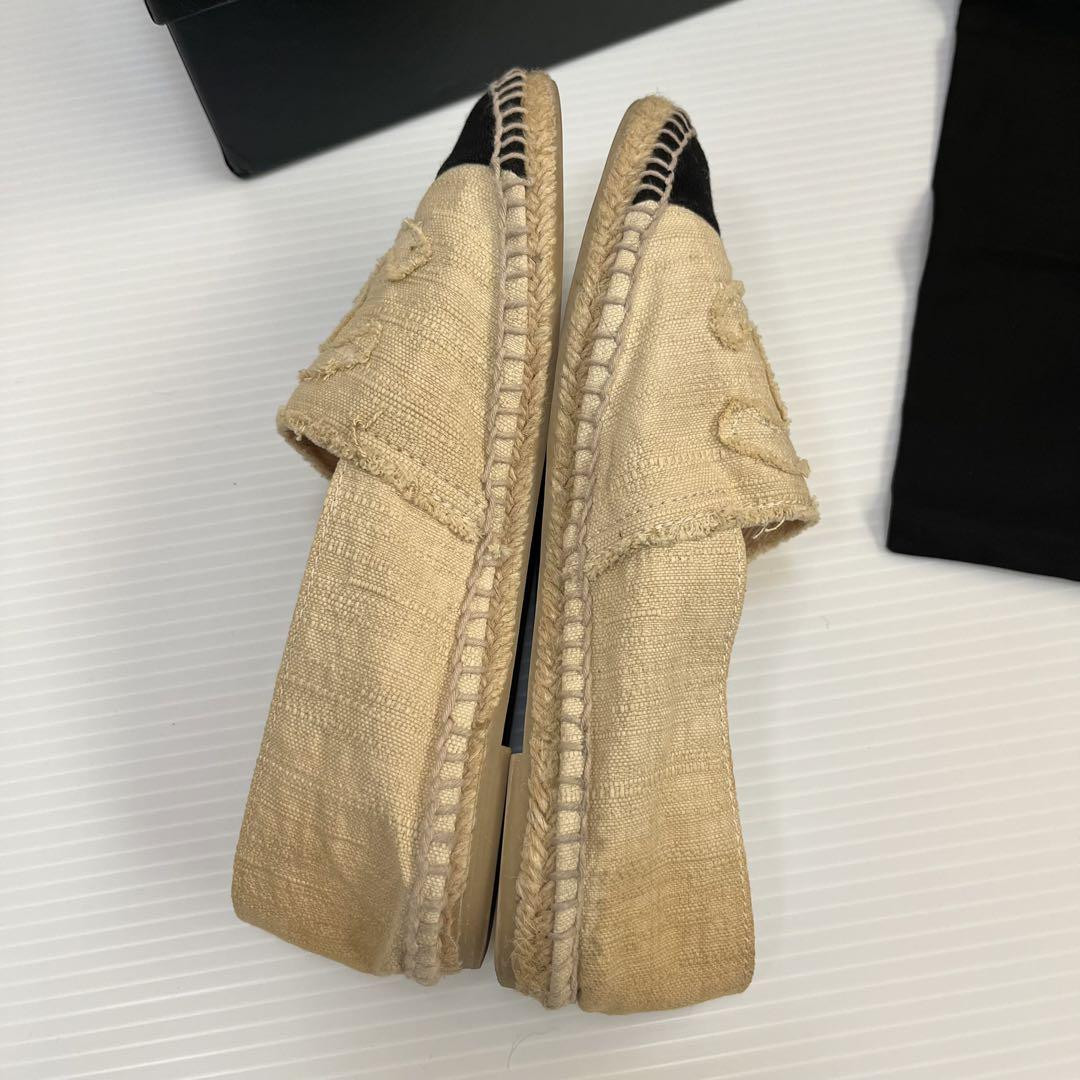 Chanel Espadrills Flats Shoes Coco Mark Fabric Beige Size 36 US About6 Women thumbnail 5