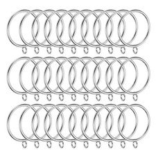 2 Inch Inner Dia Curtain Rod Rings with Eyelets, 30 Pcs, Silver Tone