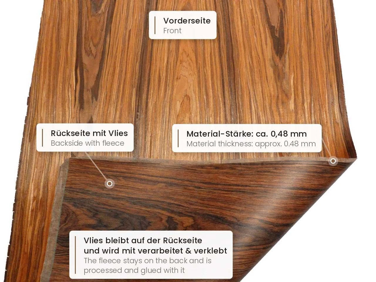 Chapa de palisandro Santos SaRaiFo 250x64cm 1 hoja chapa de madera sostenible