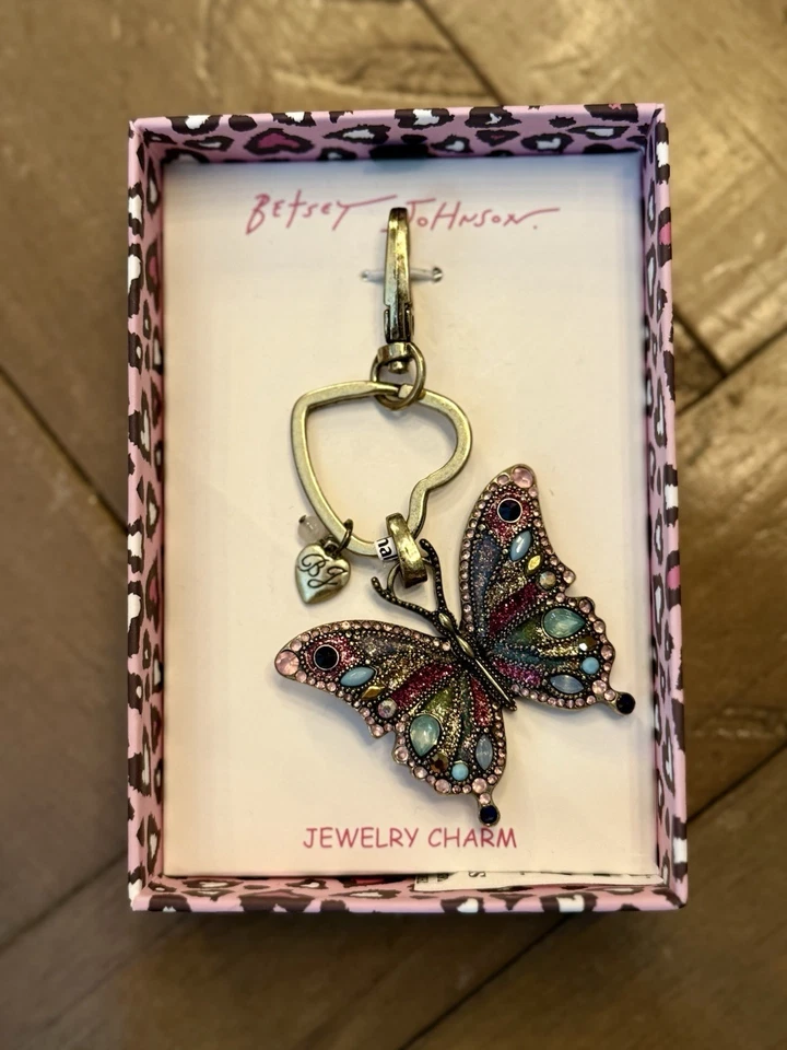 NUEVO CON ETIQUETAS/NUEVO EN CAJA Betsey Johnson Bolso Mariposa Joyas de Cristal Dije Llavero Foto 2 de 3