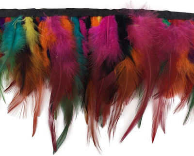 2Yards Rooster Hackle Feather Trim Fringe for DIY Clothing Craft Dress Decoratio