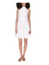 MICHAEL MICHAEL KORS Womens White Belted Back Hem Lined Sleeveless Dress XL