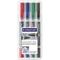 Staedtler Lumocolor Duo 348 WP4 Permanentmarker Rot, Blau, GrüN, Schwarz Wass...