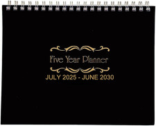 5 Year Calendar Planner Black, 11  8.5" July 2025-June 2030 