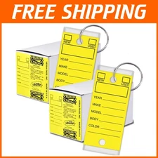 Tear-Proof 500 Key Tags Set - Self Protecting - Yellow