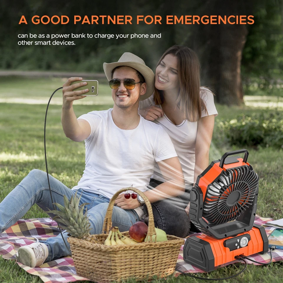 4-Speed USB Portable Rechargeable Camping Fan for Home/Office, Quiet Operation - Image 4 of 4