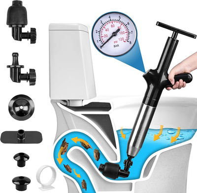 #ad Toilet Plunger Snake Drain Clog Remover Tool High Pressure Air Drain Blaste... $29.30