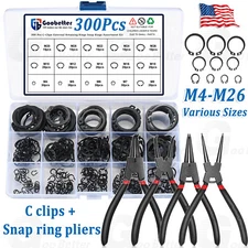 300Pc External Snap Ring Pliers Assortment Kit Circlip C-Clip Retaining Ring Set