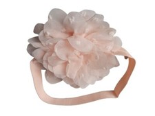 NEU Kindergr&ouml;&szlig;e Pfirsich gro&szlig;e Rosette 10 cm Stoff Glieder Stirnband Bandeaux 17 cm Haare