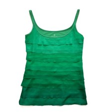 Womens XS Green Ombre Sleeveless Tiered Chiffon Shirt NY&Co Tank Top