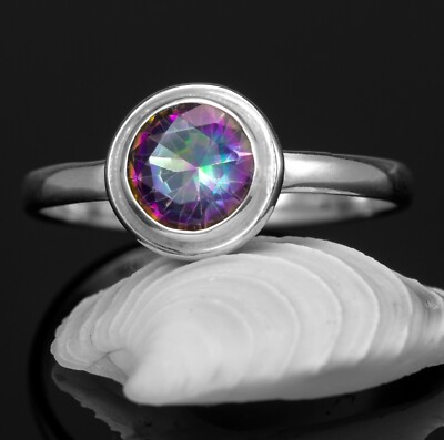 Wunderschöner 925 Sterling Silber Mystic Feuertopas Facettenschliff Edelstein Ring Geschenkbox