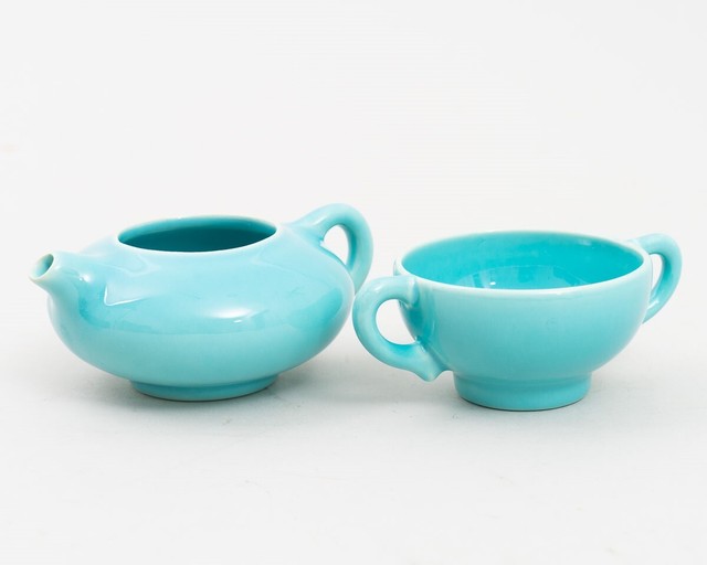 GMB Gladding McBean Franciscan Pottery Miniature El Patio Teapot Cup 